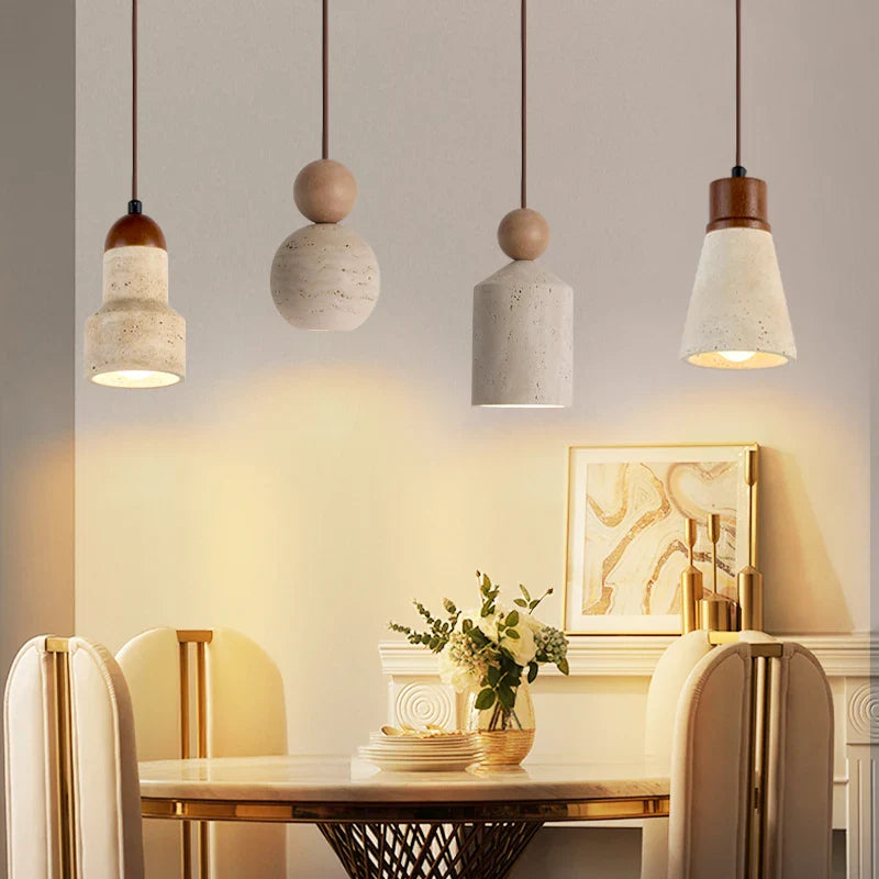 Helnys Yellow Travertine LED Pendant Lights - Nordic Modern Handing Lamp for Home