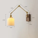 Helnys Copper Swing Arm LED Wall Light with Pull Chain Switch and Walnut Canopy
