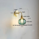 Helnys Green Class Ball LED Wall Light Fixture - Copper Socket Pull Chain Switch