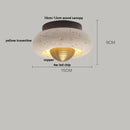 Helnys Modern LED Wood Yellow Travertine Ceiling Light Fixture