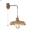 Helnys Amber Vintage LED Glass Wall Light Fixture with Pull Chain Switch