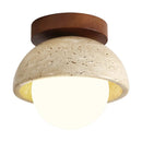 Helnys Yellow Cave Stone LED Ceiling Lamp with Wood Canopy