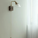 Helnys Rotatable Walnut Wood LED Wall Sconce Glass Pull Chain Switch Nordic Stair Light