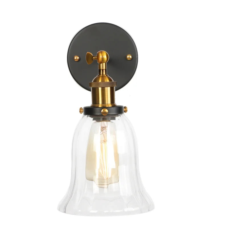 Helnys Clear Glass LED Wall Lamp Industrial Stair Light for Home Decor and Lighting