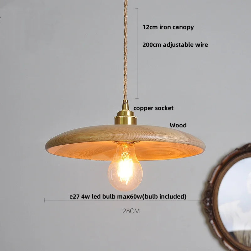Helnys Modern Nordic Walnut Wood LED Pendant Light for Interior Home Decor