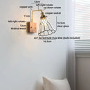 Helnys Square Glass LED Wall Lamp Gold Color Swing Arm Interior Lighting