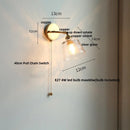 Helnys Tiffany Blue Glass LED Wall Sconce with Rotate Copper Pull Chain Switch