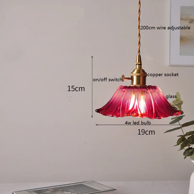 Helnys Nordic Copper Glass LED Pendant Light for Home Dining Hallway Balcony