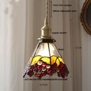 Helnys Tiffany Style Glass LED Pendant Lamp with Copper Socket & Colorful Design