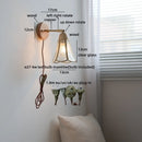 Helnys Square Glass LED Wall Light with Pull Wire Switch & Night Bedside Lamp