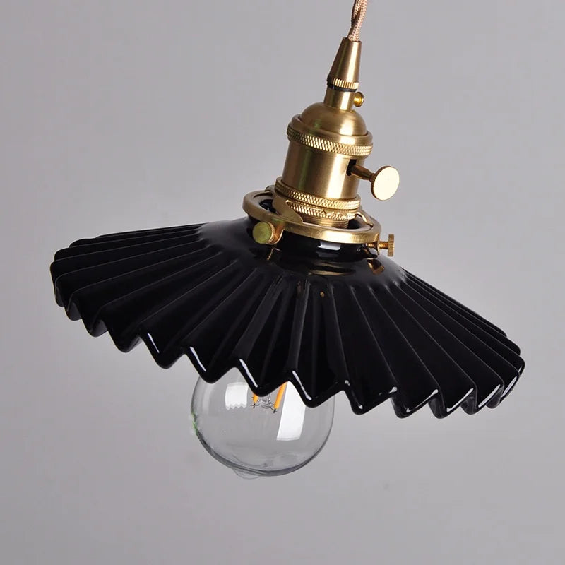 Helnys Ceramic Black LED Pendant Lights Adjustable Hanging Lamp
