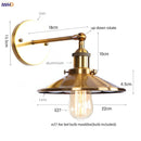 Helnys Vintage LED Pull Chain Wall Lights Lens Stair Reading Bedside Lamp Iron Lightings