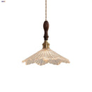 Helnys Nordic Walnut Wood LED Pendant Light Fixture Glass Hang Lamp