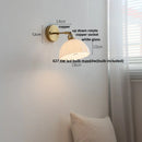 Helnys Copper LED Wall Lamp with Pull Chain Switch & Rotatable Glass Mirror Light