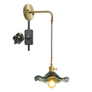 Helnys Amber Glass LED Wall Sconce for Living Room, Bedroom, Bar - Copper Wall Lamp