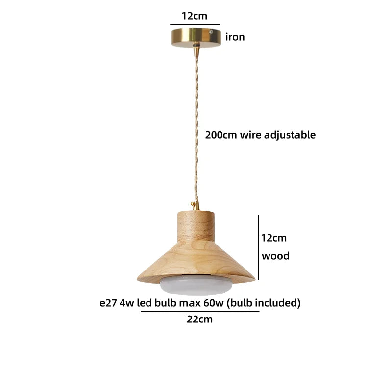 Helnys Wooden LED Pendant Lights - Wabi Sabi Style Kitchen Island Dining Lamp