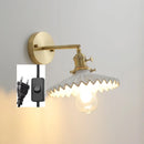 Helnys Ceramic LED Wall Lamp with Pull Chain for Bedroom Bathroom Mirror