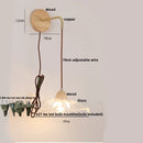 Helnys Clear Glass LED Wall Light Wood Pull Chain Switch Stair Fixture