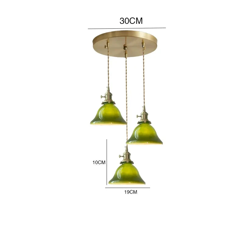 Helnys Vintage Copper Socket Pendant Lamp with Green Glass - 2023 Edition