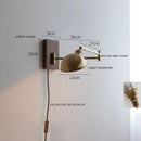 Helnys Ash Wood Canopy LED Wall Sconce Pull Chain Switch Rotate Bedroom Lamp