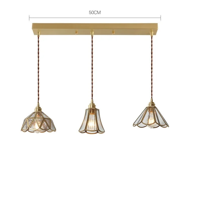 Helnys Glass LED Pendant Lights: Modern Copper Hanging Lamp for Bedroom, Dining, Restaurant