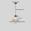 Helnys Glass LED Pendant Light Japan Style Wood Hanging Lamp