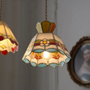 Helnys Flower Glass LED Pendant Light Fixture Colorful Nordic Modern Hanging Lamp