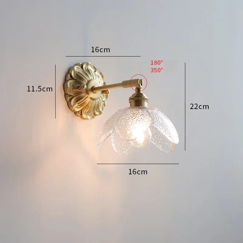 Helnys Nordic Glass LED Copper Wall Lamp for Home Indoor Modern Lighting