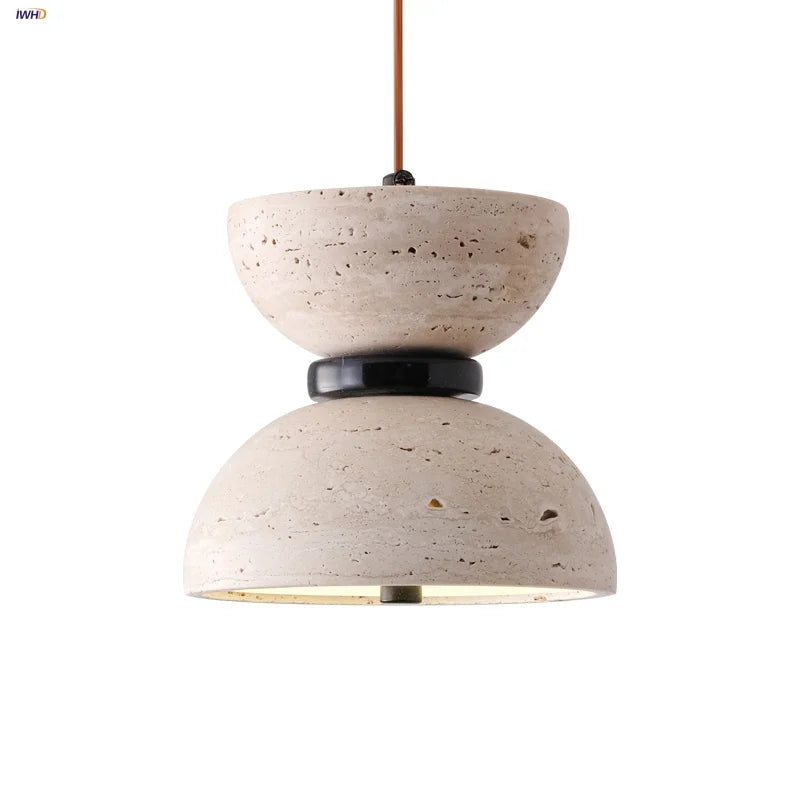 Helnys Yellow Travertine LED Pendant Light: Modern Nordic Acrylic Hang Lamp