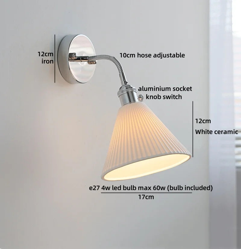 Helnys Ceramic LED Wall Light Luxury Indoor Living Room Balcony Decor Bedside Lamp