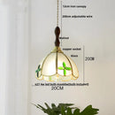 Helnys Nordic LED Pendant Lamp Walnut Tiffany Glass Copper Hanging Light