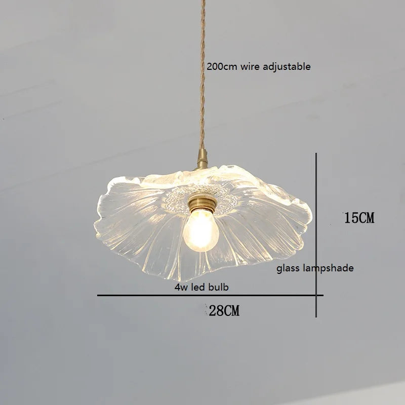 Helnys Nordic Copper Glass LED Pendant Light for Home Dining Hallway Balcony