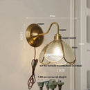 Helnys Glass Brass LED Wall Sconce Light Fixture for Dining Living Room
