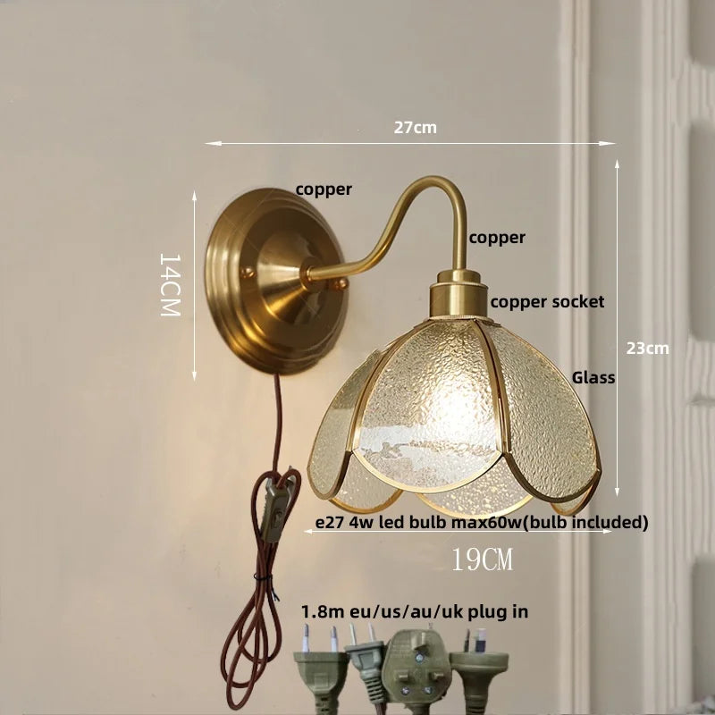 Helnys Vintage Copper Loft LED Wall Lights Glass Bedroom Lamparas De Pared