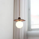Helnys Glass LED Pendant Lamp with Walnut Wood and Brass Accents