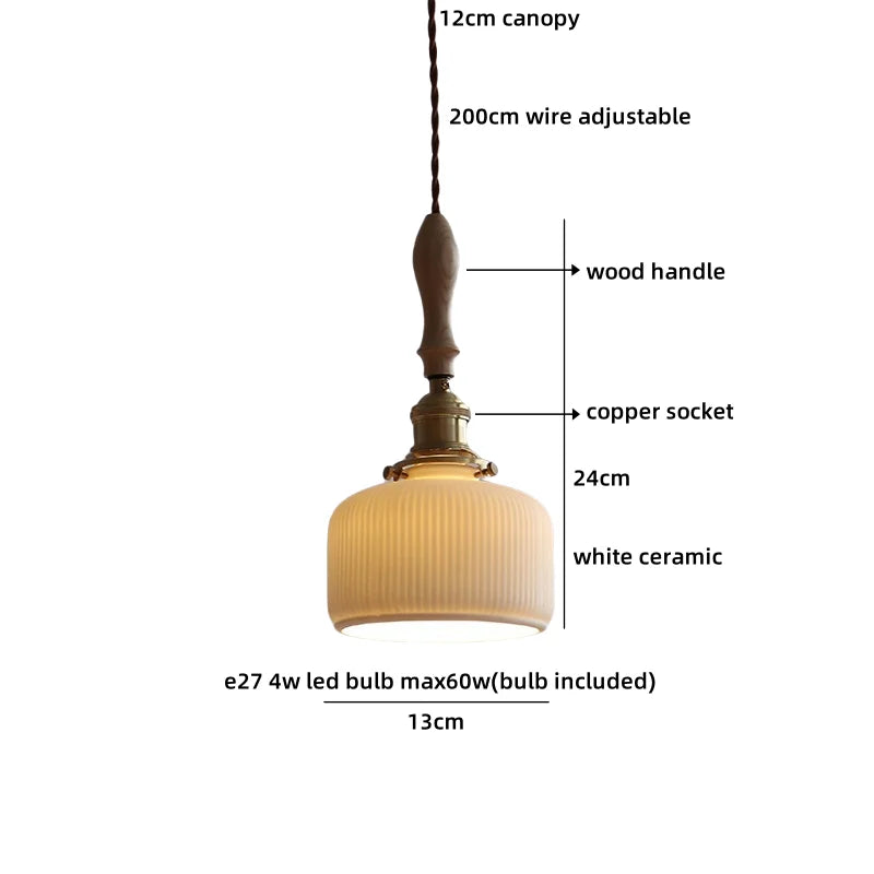 Helnys Nordic Ceramic White Copper Pendant Lamp - Modern LED Decor Fixture