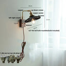 Helnys Nordic Modern Walnut Wood LED Wall Lamp with Rotatable Ceramic Copper Switch