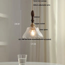 Helnys Walnut Wood Glass LED Pendant Lamp Adjustable Hanging Light