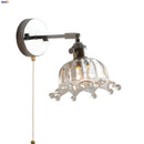 Helnys Clear Glass LED Wall Lamp Pull Chain Switch Up Down Rotatable Stair Light Fixtures