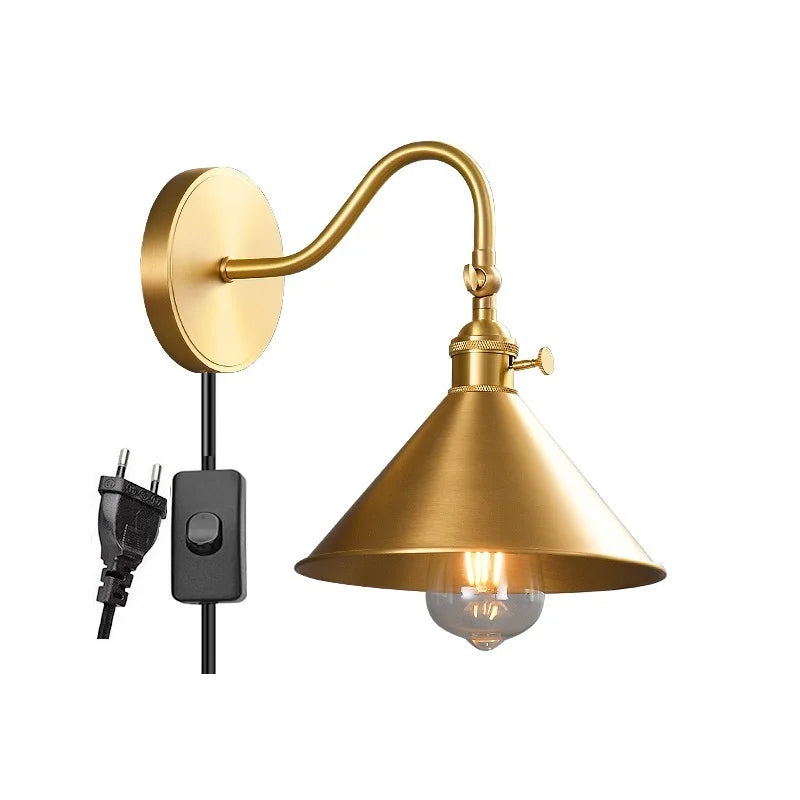 Helnys Copper LED Wall Lights with Pull Chain Switch for Indoor Home Lighting
