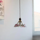 Helnys Butterfly Pink LED Pendant Lamp, Nordic Modern Walnut Wood Glass Hanging Light
