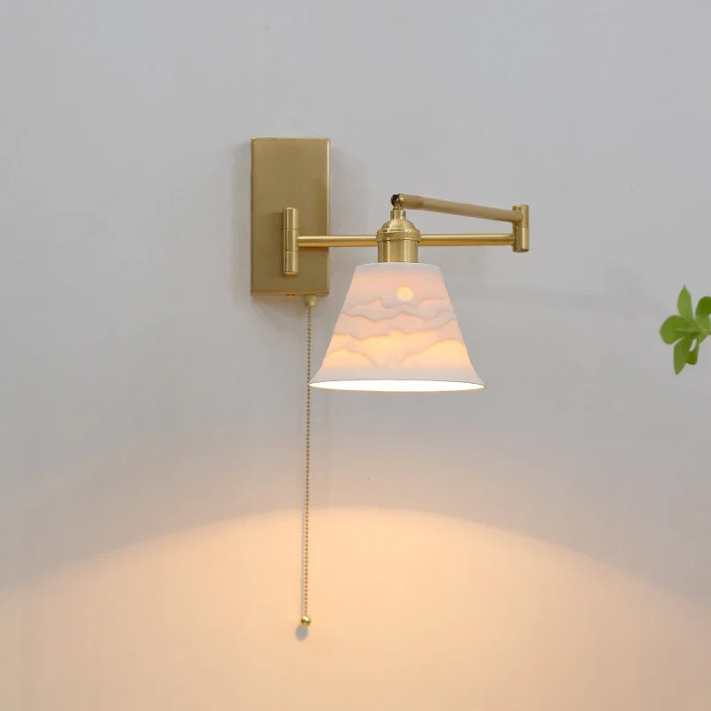 Helnys Nordic LED Wall Sconce Left Right Rotate Pull Chain Switch Stair Light