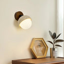 Helnys Wood Canopy LED Wall Sconce Yellow Stone Nordic Modern Makeup Mirror Light