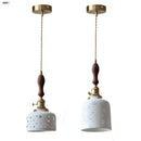Helnys Walnut Wood LED Pendant Lights with Ceramic Knob Switch