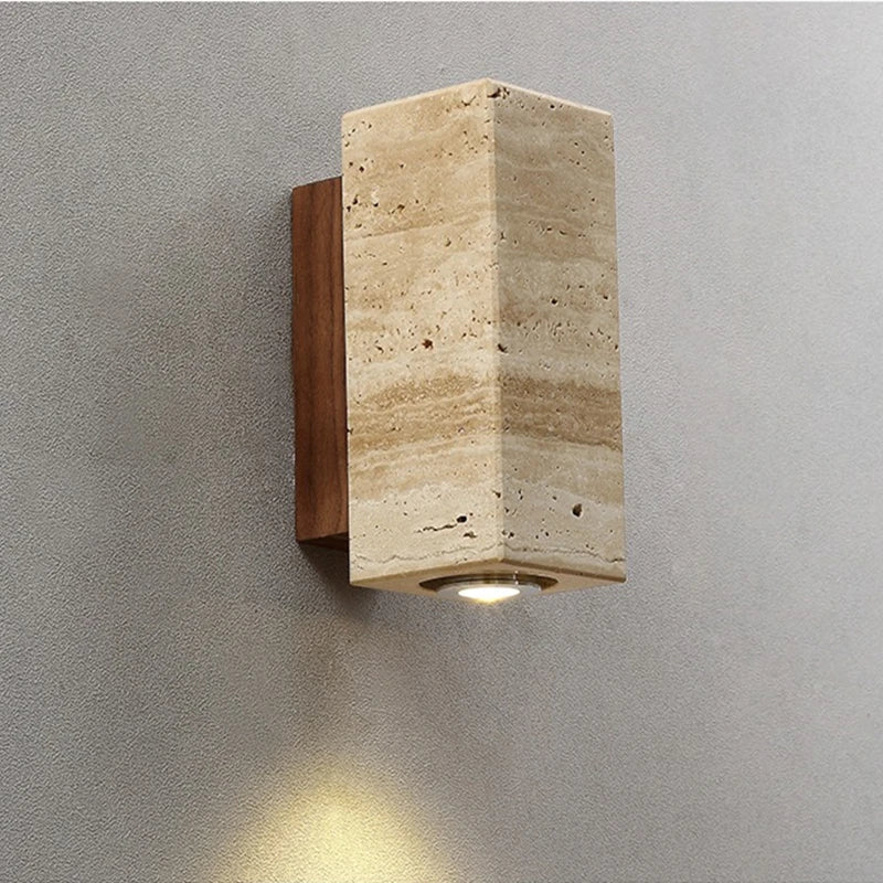 Helnys LED Wall Light Yellow Travertine Stone Living Room Decor Stair Lamp