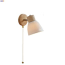 Helnys Modern Wood White Ceramic Wall Light Sconce Rotation Bedside Lamp