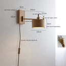 Helnys LED Wall Sconce Lamp Walnut Ash Wood with Pull Chain Switch