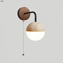 Helnys Yellow Travertine LED Wall Lights Pull Chain Nordic Modern Stair Light