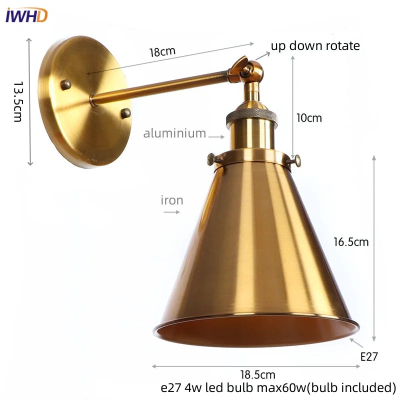 Helnys Rustic LED Wall Sconce Industrial Luminaire for Bedroom Bathroom Mirror
