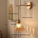 Helnys Amber Glass LED Wall Light with Pull Chain Switch